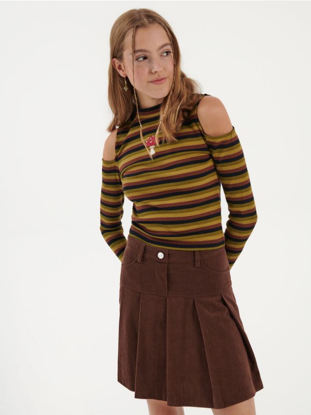 LADIES` SKIRT - σκουρο καφέ - HOUSE