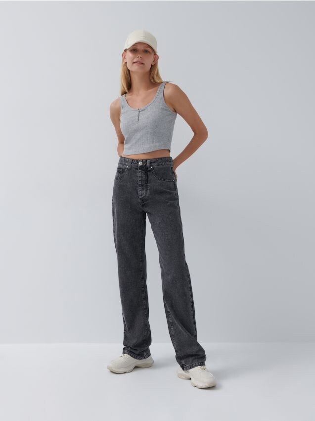 Blugi straight full length - gri - 7667K-90J - HOUSE