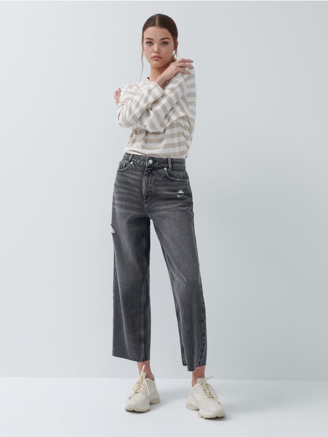 Culotte hlače od trapera - siva - 7691I-90J - HOUSE