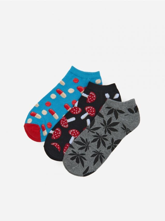 Socks with print 3-pack - multicolor - 8046D-MLC - HOUSE