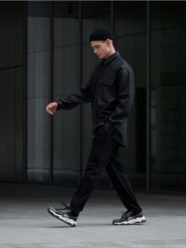 Mākslīgās ādas krekls oversize - melns - 8123H-99X - HOUSE