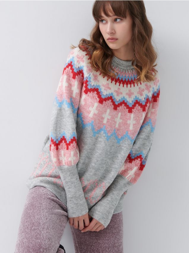 Pulover cu guler rulat - multicolor - 8176L-MLC - HOUSE