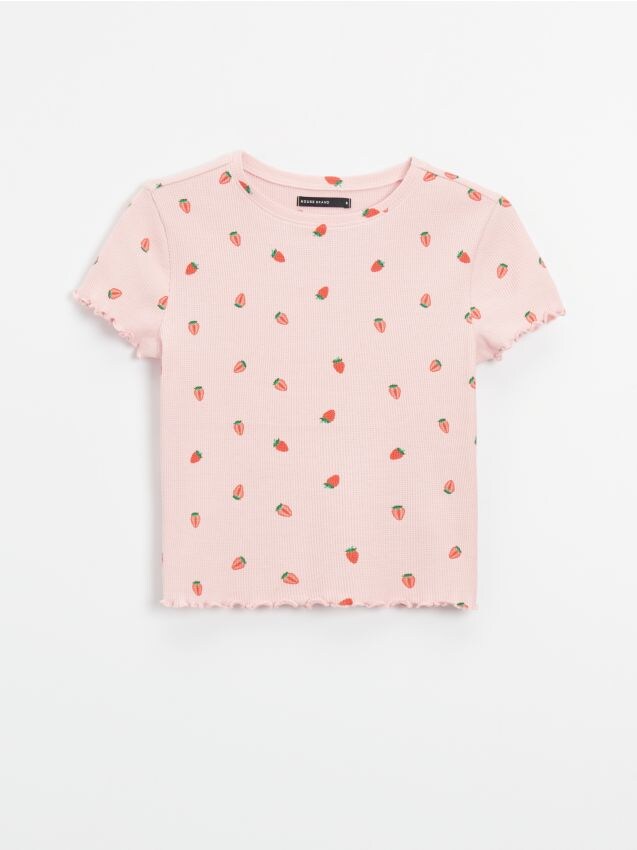 Rövid felső mintával Avocado - pastel pink - HOUSE