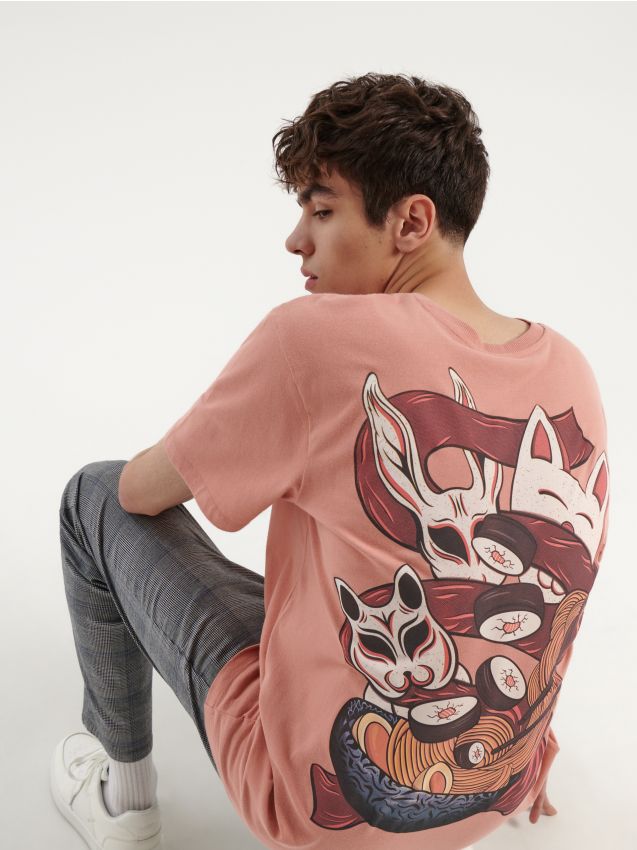 Tricou cu imprimeu la spate - roz - HOUSE