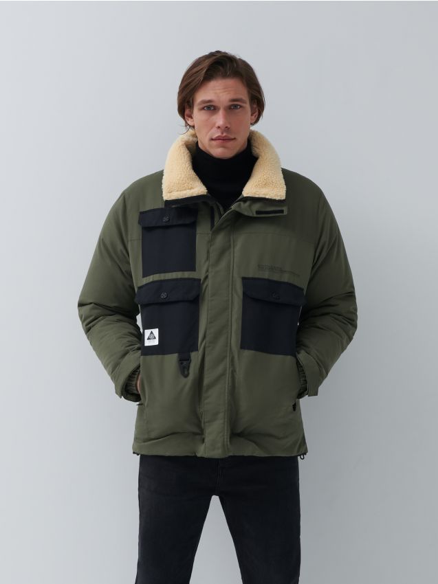 Virsjaka ar stāvapkaklīti - brownish green - 9071L-78X - HOUSE