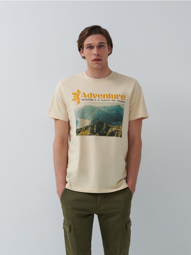 Koszulka z nadrukiem Adventure - nude - 9257L-02X - HOUSE