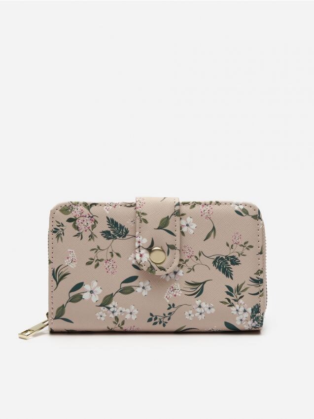 Portfel z kwiatowym nadrukiem - pastel pink - 9684D-03X - HOUSE