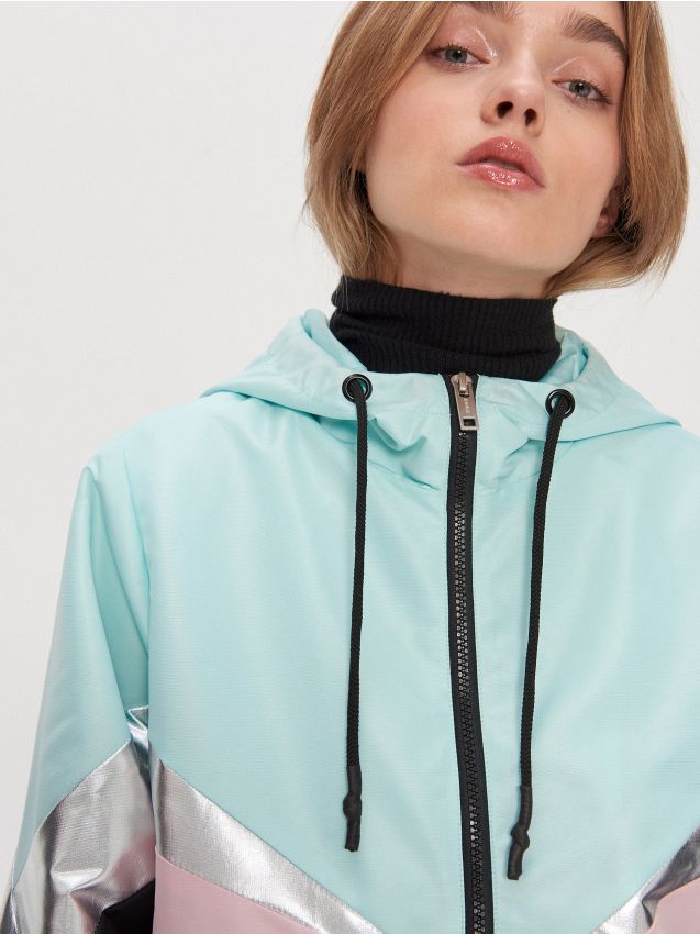 Jacket with metallic panels - czarny - XD764-99X - HOUSE