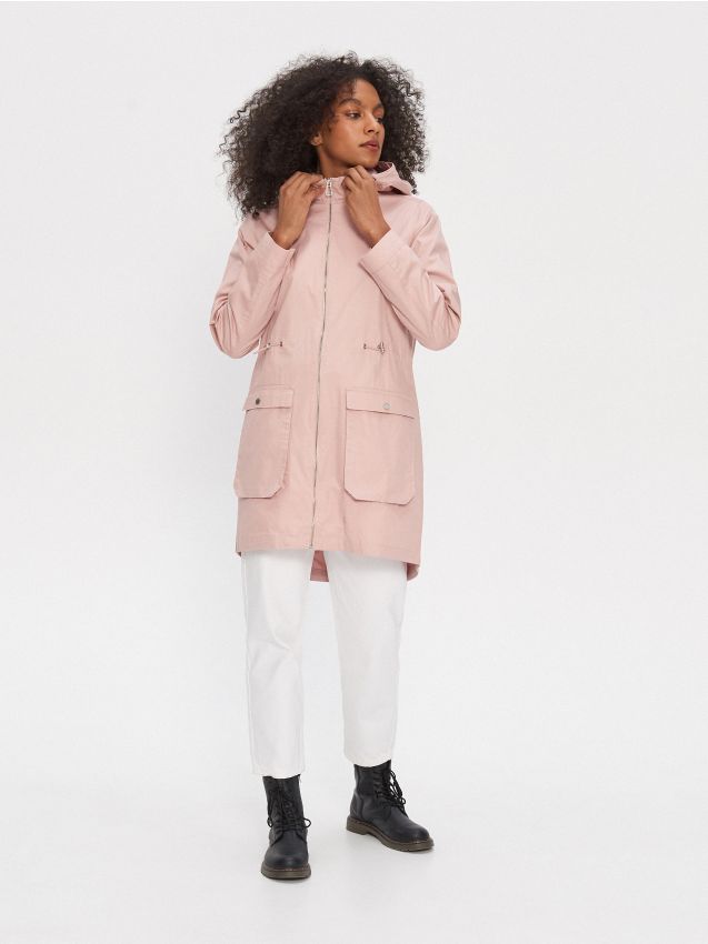 Basic kapuutsiga parka - roosa - XE257-03X - HOUSE
