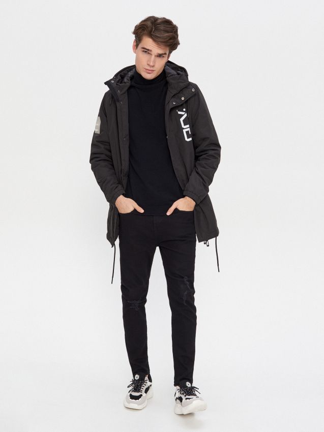 Parka s potiskem - černé - XK076-99X - HOUSE