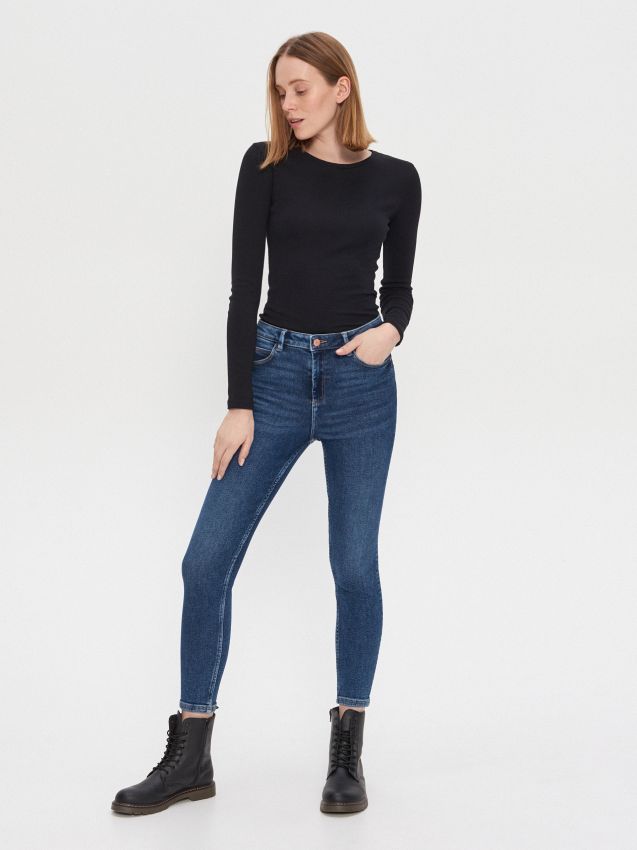 Blugi high waist skinny - bleumarin - XM182-59J - HOUSE