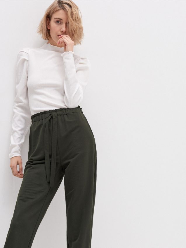 Pantaloni paperbag - kaki - XM186-91X - HOUSE
