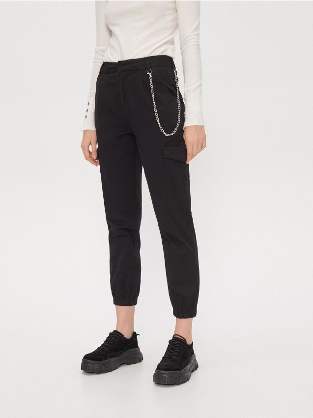Pantaloni cargo - negru - XN181-99X - HOUSE