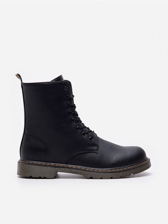 Botine cu șireturi - negru - YA007-99X - HOUSE