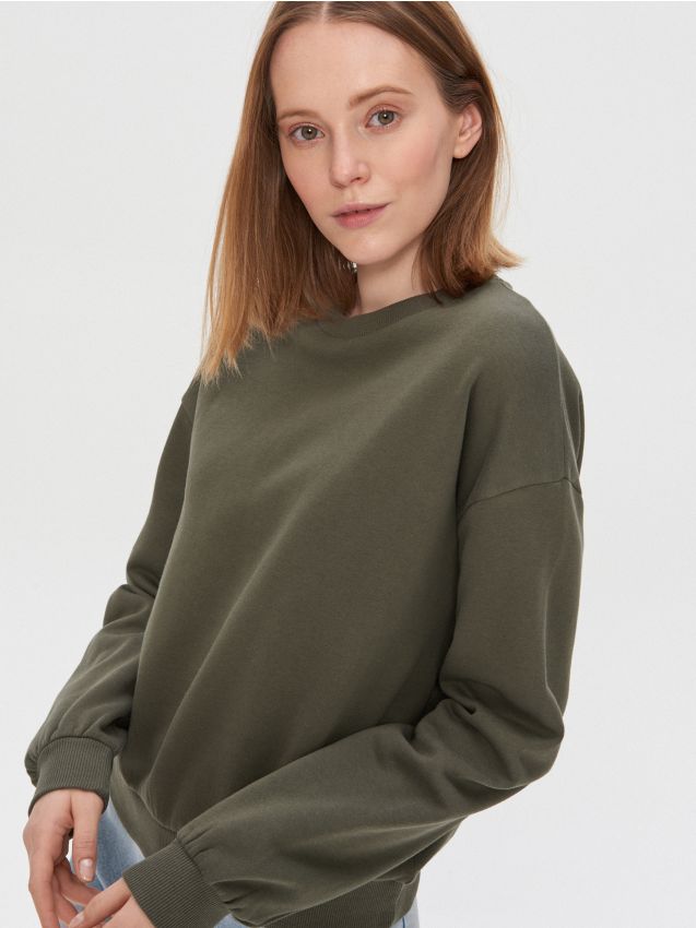 Organikus pamutból készült pulcsi - khaki - YD896-91X - HOUSE