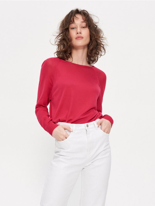 Sweter basic - różowy - YE559-43X - HOUSE