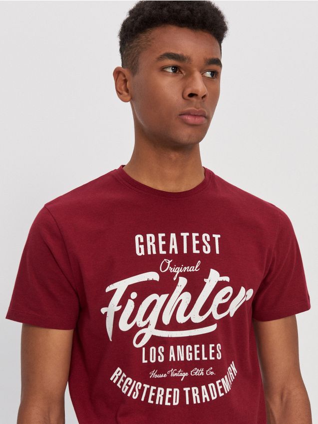 T-shirt cu imprimeu - bordo - YF623-83M - HOUSE