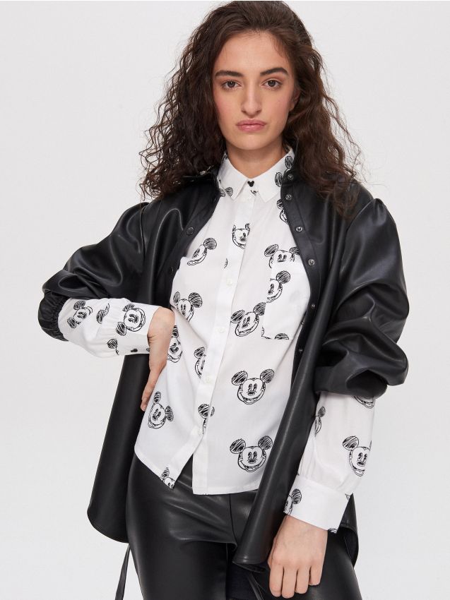 Krekls ar apdruku Mickey Mouse - balts - YG042-00X - HOUSE