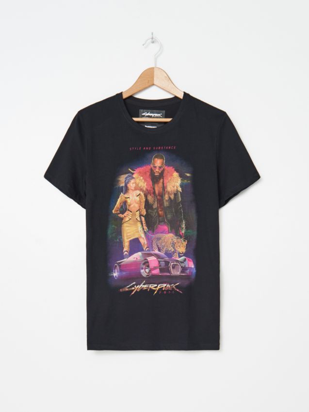 T-shirt z nadrukiem Cyberpunk 2077 - czarny - YL325-99X - HOUSE