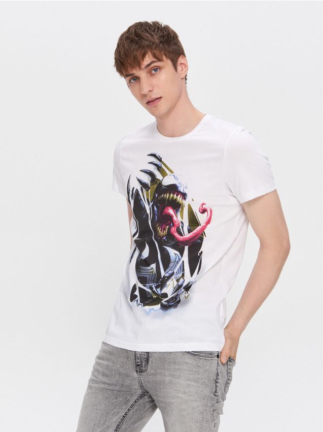 Tricou cu imprimeu Venom - alb - YL332-00X - HOUSE