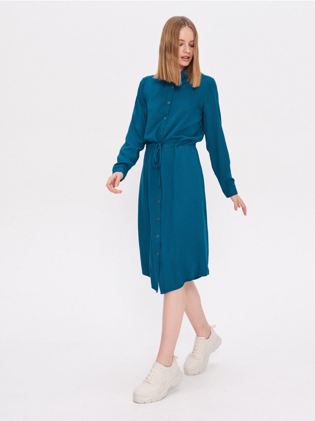 Rochie cu croială tip cămașă - turcoaz - YM230-69X - HOUSE