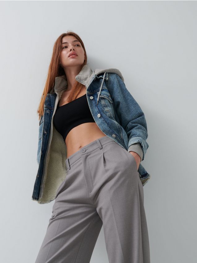 Denimová bunda s kapucňou - blue jeans - YM478-55J - HOUSE