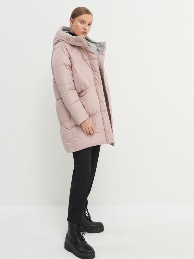 Стеганое пальто с капюшоном - pastel pink - YM854-03X - HOUSE
