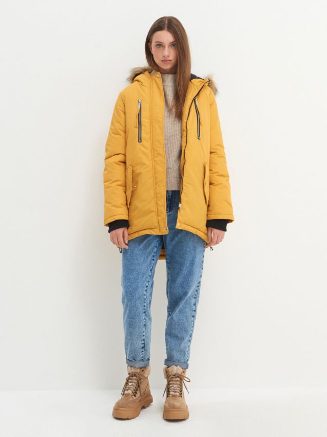 Parka s kapucňou - mustard - YM880-17X - HOUSE