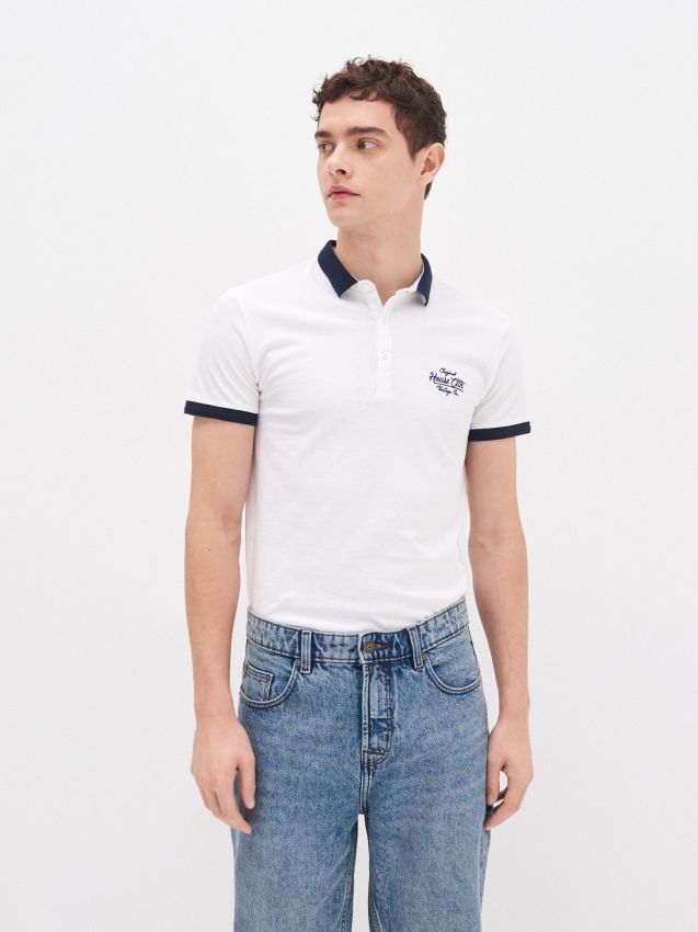 Tricou polo - alb - YN097-00X - HOUSE
