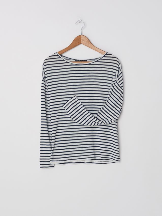 Sweter oversize w paski - striped - YO835-ST1 - HOUSE