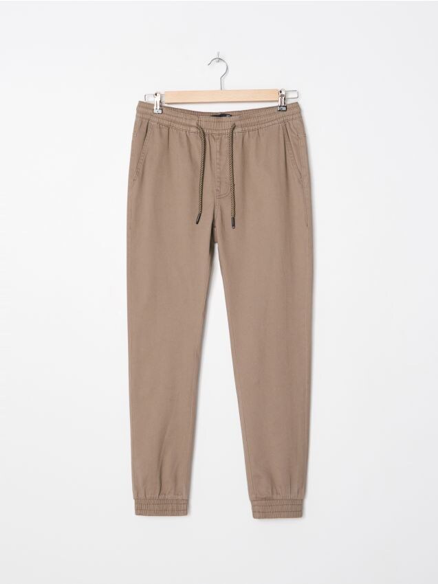 Pantaloni jogger din material majoritar bumbac - bej - YY322-80X - HOUSE