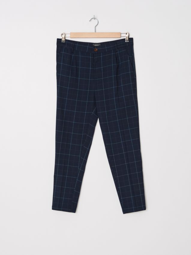 Брюки carrot fit в клетку - Темно-синий - ZG230-59X - HOUSE