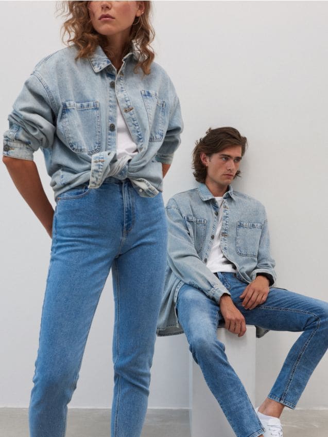 Oversized denim shacket - blue - ZH323-50X - HOUSE