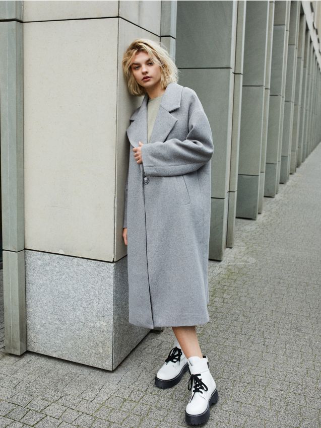Oversize coat - light grey - ZH685-09M - HOUSE