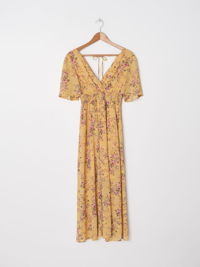 Tie back dress - żółty - ZI837-17X - HOUSE