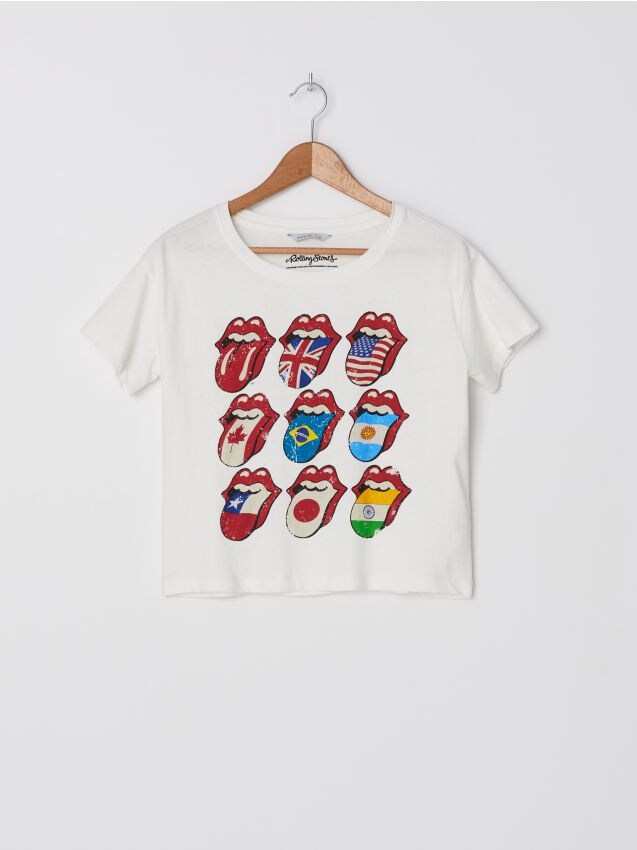 Футболка з принтом The Rolling Stones - слонова кістка - ZK274-01X - HOUSE
