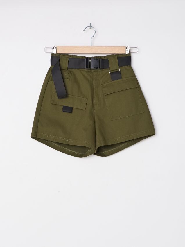 Shorts with belt - khaki - ZM839-91X - HOUSE