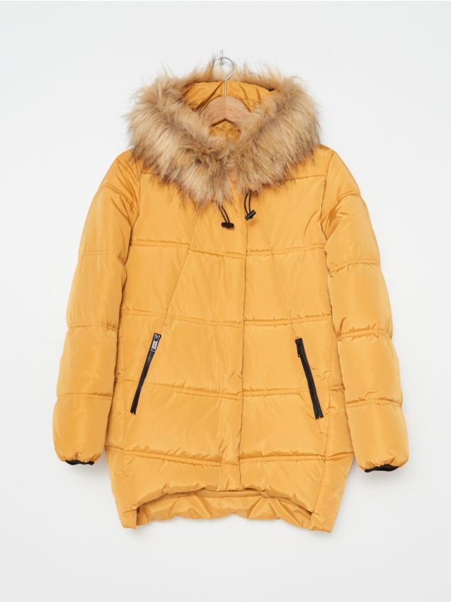 Lengvas apsiaustas su gobtuvu - mustard - ZV445-17X - HOUSE