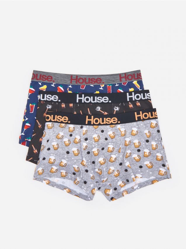 3 db nyomott mintás boxeralsó - többszínű - ZZ026-MLC - HOUSE