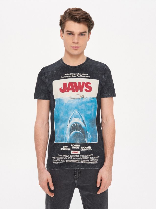 Majica kratkih rukava s printom Jaws - crno - ZZ229-99X - HOUSE