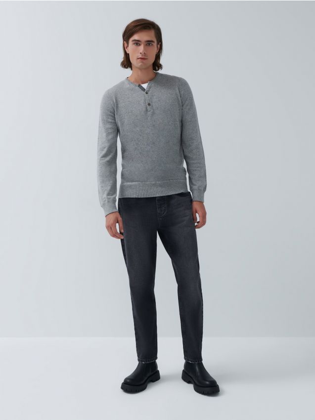 Sweter z bawełny organicznej - mid grey - ZZ319-85M - HOUSE