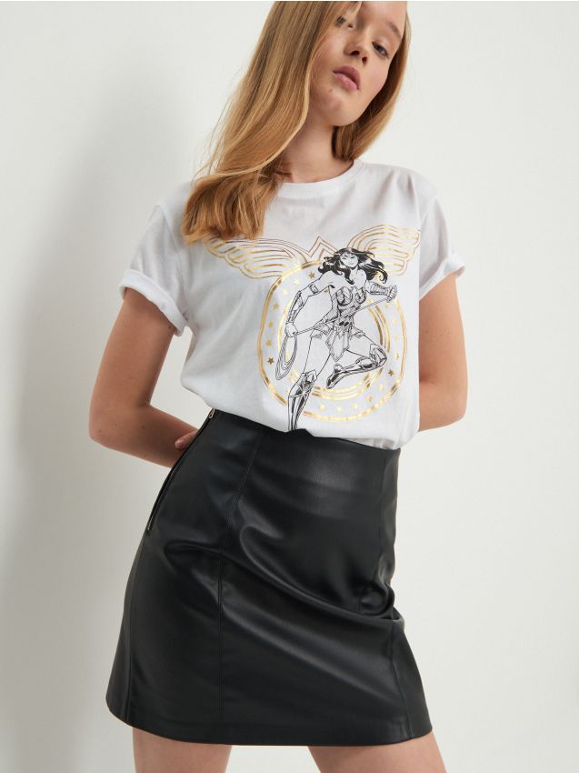 T-shirt z nadrukiem Wonder Woman - biały - ZZ683-00X - HOUSE