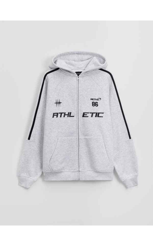 Rozpinana bluza oversize z kapturem Athletic szara - HOUSE - 108GB-09M