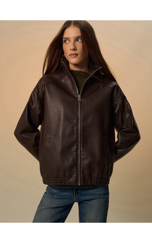 【新品未使用】zoe Liquid bomber coat ブラウン ZOE Liquid bonber coat