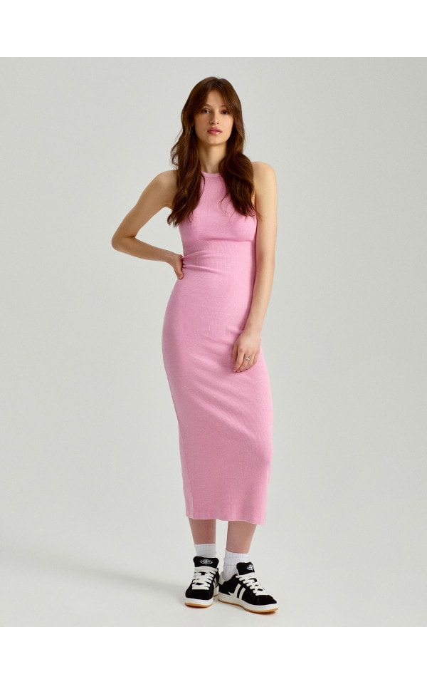 Różowa sukienka midi typu bodycon - HOUSE - 378AK-03X