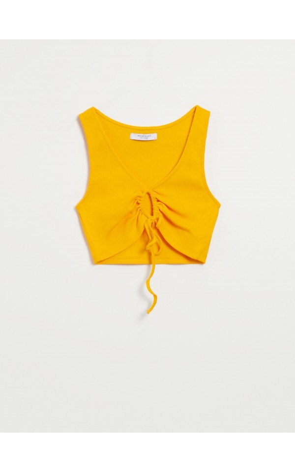 トップス second layer yellow cropped shirt 10B9B4A8-4091-4191-9A2F-