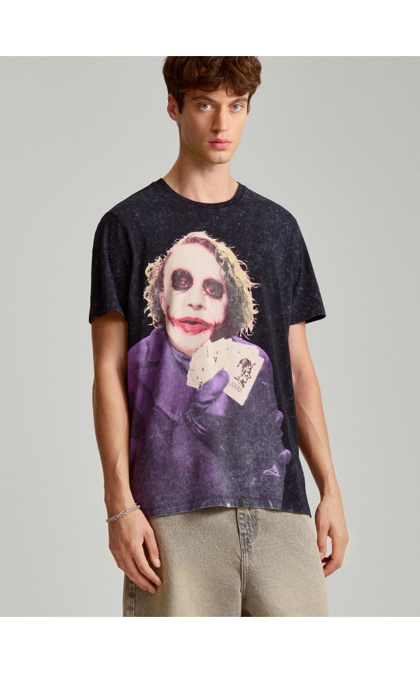 Czarna koszulka z nadrukiem Joker - HOUSE - 675CA-99X