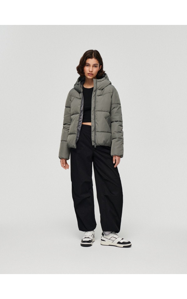pucchon24さん11-4-15 Kurtka puffer z wysokim kołnierzem Kolor różowy - MOHITO
