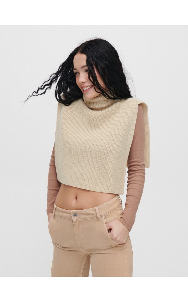 Dzianinowy komin z golfem beżowy HOUSE 9316S 08X