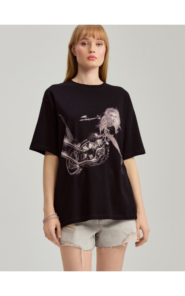 Tricou cu imprimeu Lady Gaga Culoare negru - HOUSE - 055EL-99X